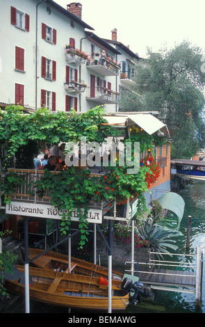 Restaurant Roccabella in Gandria,  Lake Lugano, Ticino, Switzerland Stock Photo