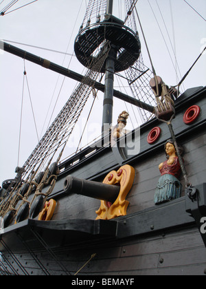 Dutch history. V.O.C. replica of the Prins Willem at Den Helder. At July 30th, 2009 the ship is destroyed by fire. Stock Photo