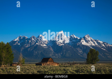 Old wooden Barn and grand teton range, Antelope Flats, Grand Teton NP,Wyoming, USA