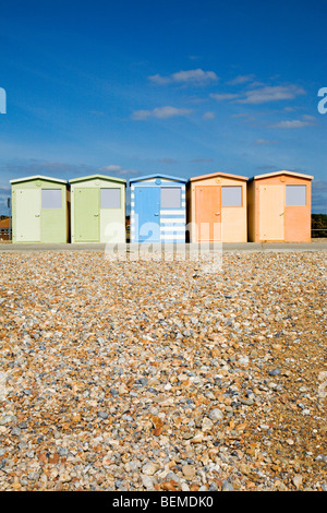 Colourful beach huts on Seaford beach, Sussex, England, UK. Stock Photo