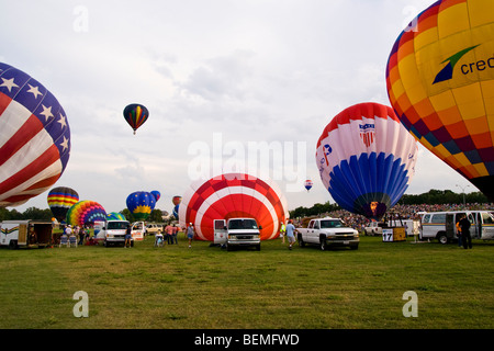 A hot air balloon festival in Plano, Texas USA. Stock Photo