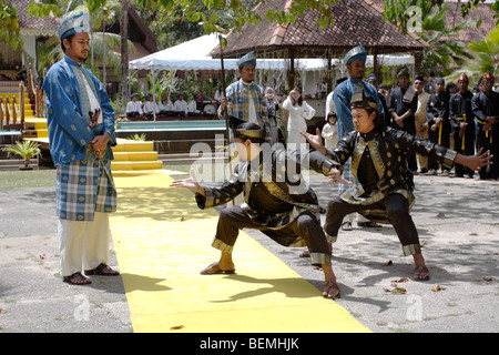 Demonstration on Silat, the Malay art of self defence in Terengganu, Malaysia. Stock Photo