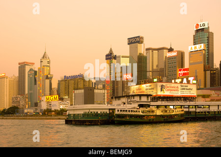 Star Ferry Pier, Wan Chai, Victoria Harbour, Hong Kong Island, Hong Kong, China, Asia Stock Photo