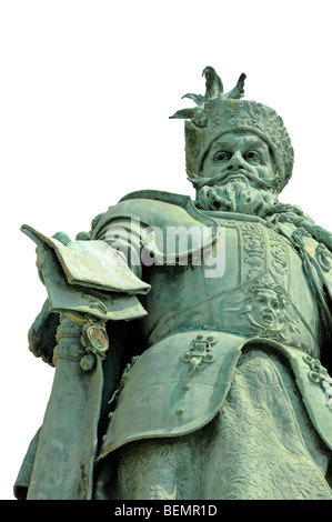 Budapest, Hungary. Heroes' Square (Hosok tere) Millennium Monument, Statue: Gabor Iktari Bethlen (1580-1629; King of Hungary 1613-1629) Stock Photo
