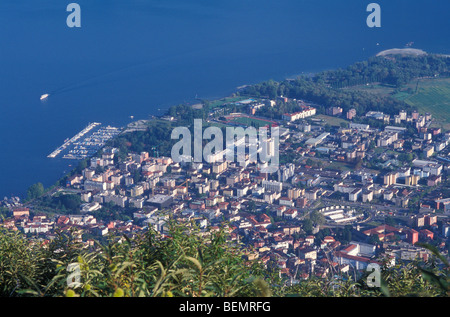 View from Monte Bre, Lago Maggiore, Locarno, Ticino, Switzerland Stock Photo