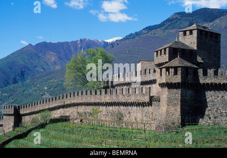 Castello Montebello, Castle, Bellinzona, Ticino, Switzerland Stock Photo