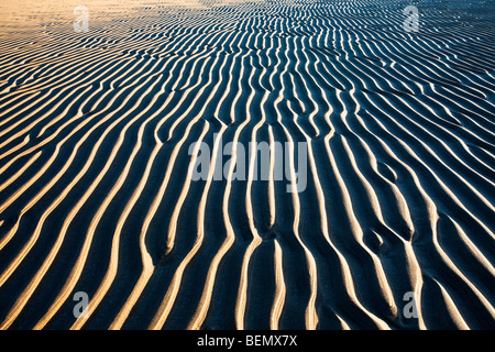 Abstract pattern form by ripples in the sand, Stock Photo