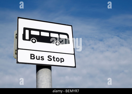 Close up of a British bus stop sign. Stock Photo