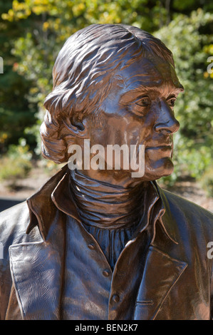 Statue of Thomas Jefferson outside the Visitor Center, Monticello, Charlottesville, Virginia, USA Stock Photo