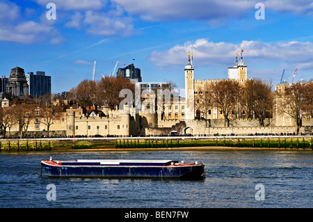 Tower of London skyline view from Thames river Stock Photo