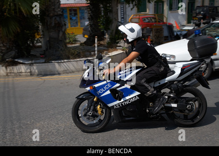 police officer on suzuki 1000 fast police motorcycle republic of cyprus police force Stock Photo