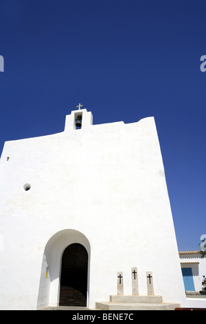 Balearic islands white church in Formentera near Ibiza Stock Photo
