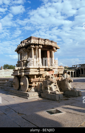 The Stone chariot in Vitthala Temple built in the 15th century A.D. during the reign of King Krishna Deva Raya Hampi Kartanaka Stock Photo