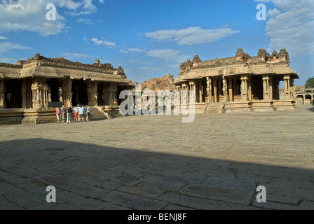 The elegant and ornate Kalyana Mandapa (wedding pavilion) and Sangeet Mandap in Vitthala Temple built in the 15th century A.D. Stock Photo