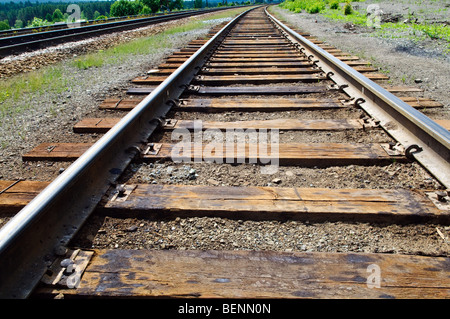 Railway going to horizon Stock Photo