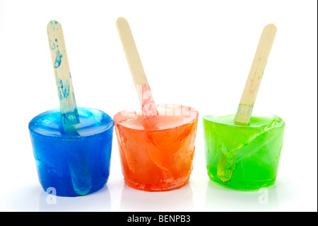 Flavored icy poles isolated against a white background Stock Photo