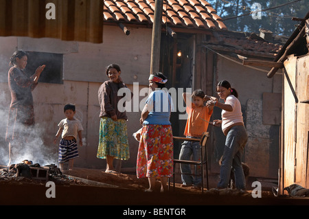 BRAZIL Aldeia Tekoa Pyau, a Guarani Mbya indigenous slum settlement on the edge of Sao Paulo. Stock Photo