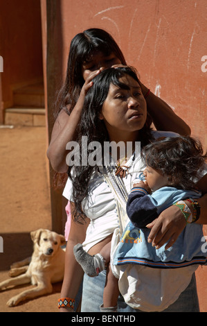 BRAZIL Aldeia Tekoa Pyau, a Guarani Mbya indigenous slum settlement on the edge of Sao Paulo. Stock Photo