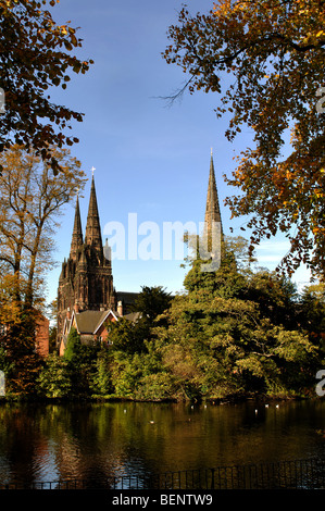 Lichfield Cathedral in autumn, Staffordshire, England, UK Stock Photo