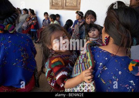 GUATEMALA Women and their children in traditional Mayan dress, Chajul, El Quiche. PHOTOGRAPH by SEAN SPRAGUE Stock Photo
