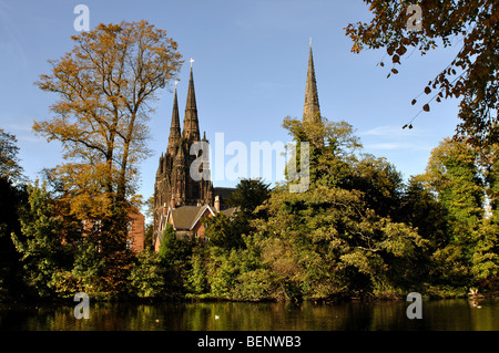 Lichfield Cathedral in autumn, Staffordshire, England, UK Stock Photo