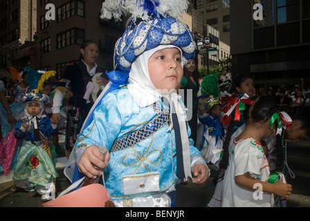 Mexican-Americans gather on Madison Avenue in New York for the annual Mexican Independence Day Parade Stock Photo