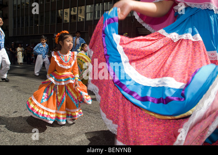 Mexican-Americans gather on Madison Avenue in New York for the annual Mexican Independence Day Parade Stock Photo