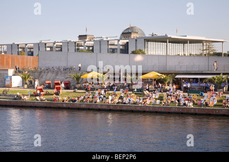 Bar by River Spree, Berlin, Germany Stock Photo