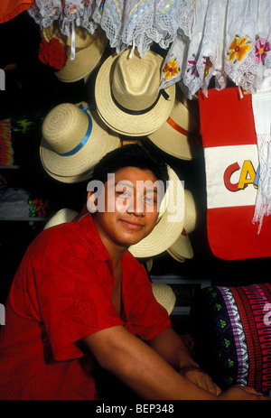 1, one, Mexican man, vendor, Ki Huic market, city of Cancun, Quintana Roo State, Yucatan Peninsula, Mexico Stock Photo