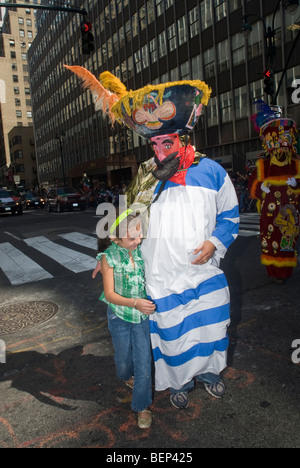 Mexican-Americans gather on Madison Avenue in New York for the annual Mexican Independence Day Parade Stock Photo