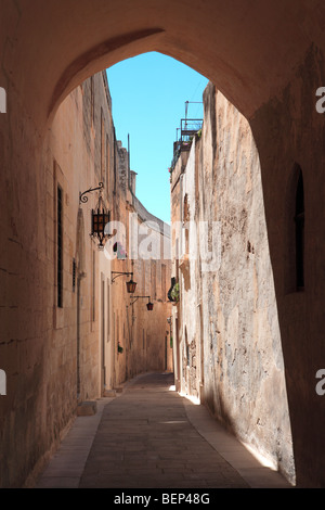 Typical narrow street in Mdina, Malta Stock Photo