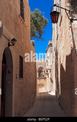 Typical narrow street in Mdina, Malta Stock Photo