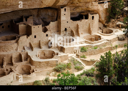 Ancient Indian rock dwellings in Mesa Verde National Park in Southwest  Colorado USA.  This is a very good preserved example. Stock Photo