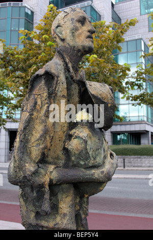Part of a sculpture Famine by Rowan Gillespie on the Quays in Dublin Ireland Stock Photo