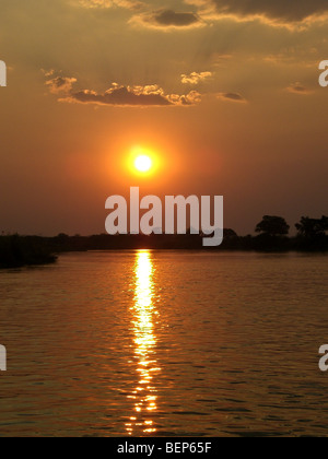 Lower Zambezi sunset Zambia Africa. Stock Photo