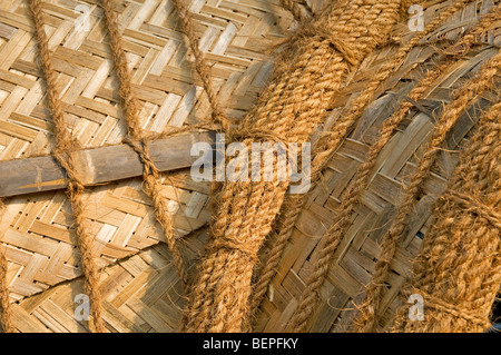 Close-up of rice boat or traditional houseboat roof on the Backwaters in Kerala, India Stock Photo