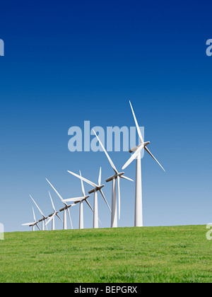 Wind Turbines on a Wind Farm, UK. Stock Photo