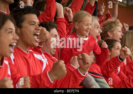 Group of football supporters celebrating Stock Photo