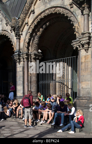 Detail of the original Kaiser Wilhelm Memorial Church, seriously damaged during the Worl War II, Berlin, Germany Stock Photo