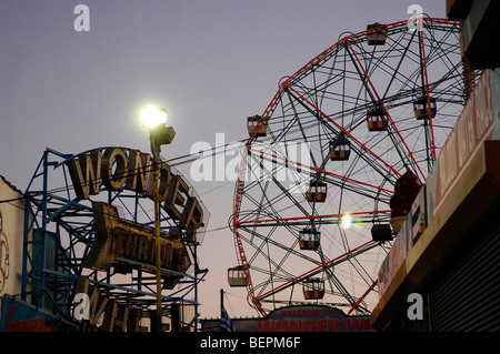 The Wonder Wheel attraction in the Astroland Park, Coney Island, New York City. Stock Photo