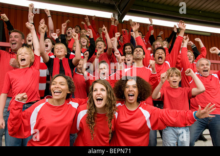 Group of football supporters celebrating Stock Photo