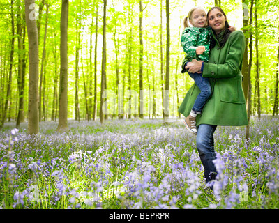 Mother and daughter in the forest Stock Photo