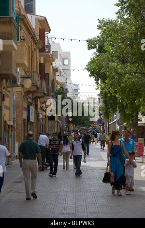 shoppers walking along ledra street pedestrian shopping area in nicosia lefkosia republic of cyprus Stock Photo