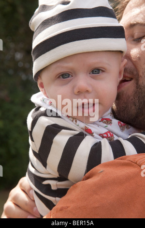 Father and six month old son , Hampshire England. Stock Photo