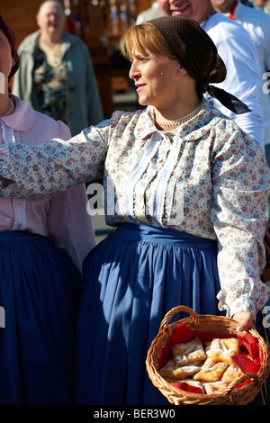 Woman in traditional costume of the Gyor  - Hungary Stock Photo