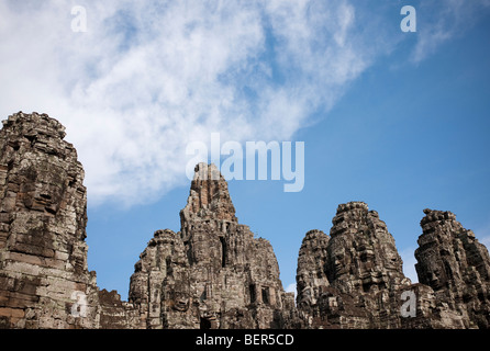 Bayon Faces at Bayon, another site within the Archaeological Parc of Angkor Wat, Cambodia Stock Photo