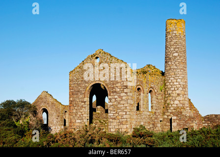the ruins of south wheal francis tin mine near camborne in cornwall, uk Stock Photo