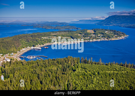 Aerial view of Alert Bay, Cormorant Island, Broughton Strait, Cormorant ...