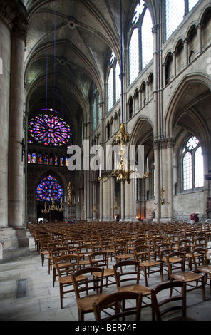 Rheims Cathedral (Cathedrale de Reims) Interior with stain glass window Chagall in Champagne Ardenne Region France.098624 Reims Stock Photo