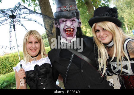 scary people in costume posing at 2009 Fantasy Fair Arcen Netherlands Europe Stock Photo